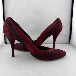STUART‎ WEITZMAN AUTH Womens Red Leather Suede Pumps Shoes Size 8M pointed toes
